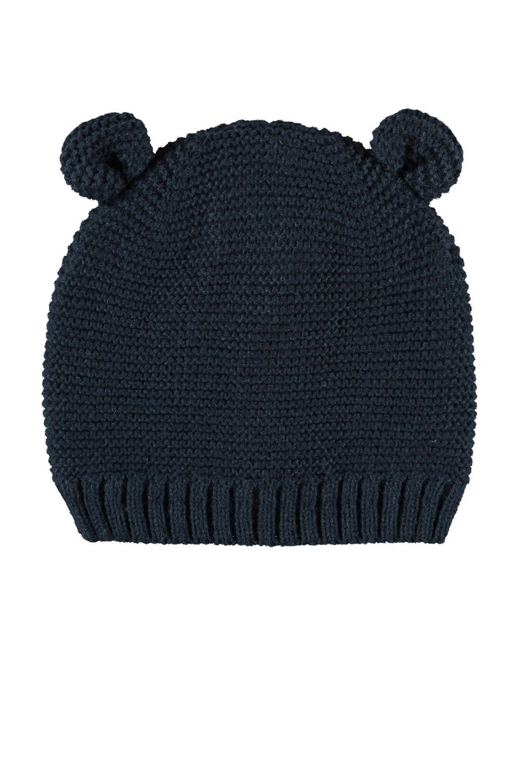 Sarlini gebreide muts met oortjes donkerblauw, Donkerblauw