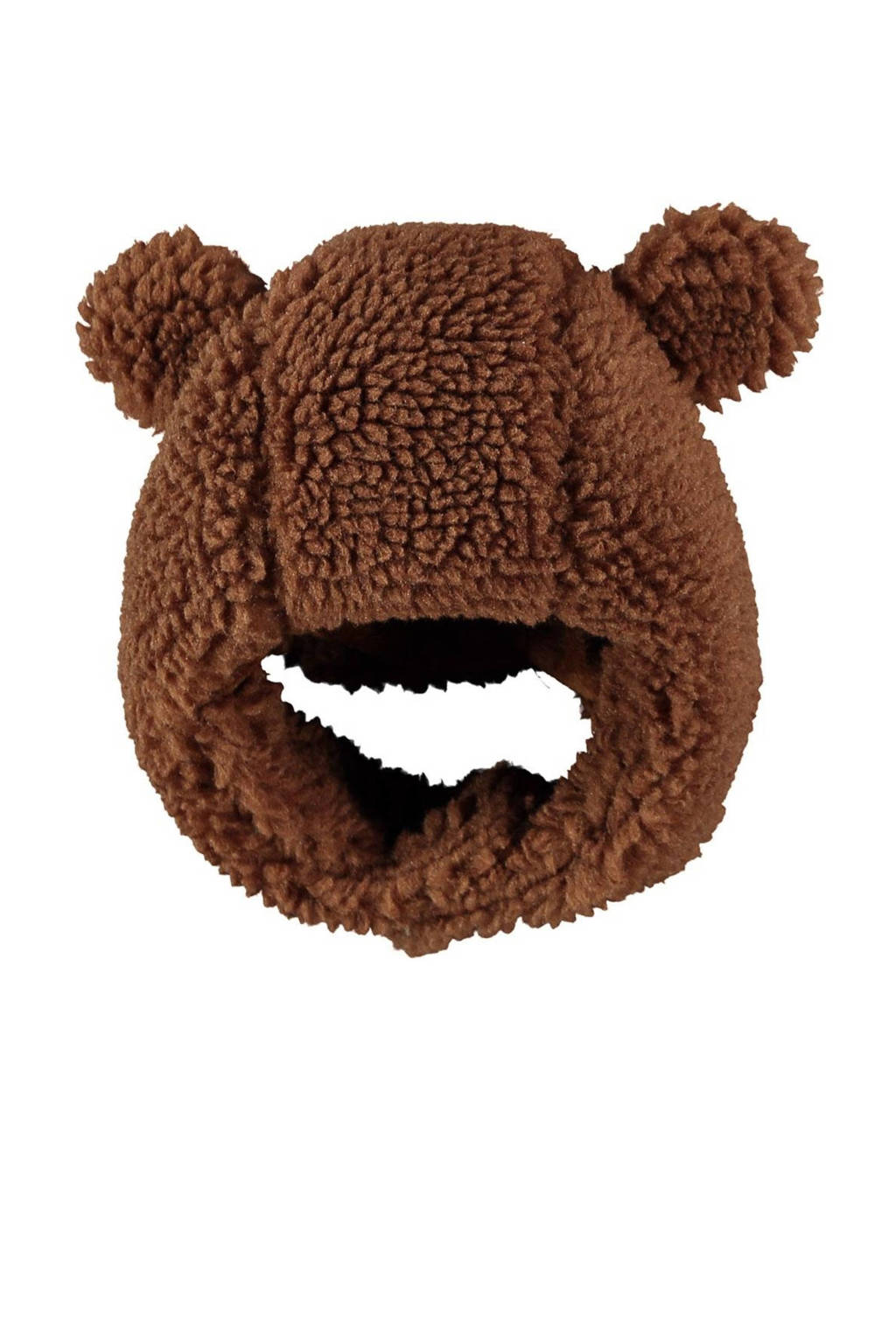 Sarlini teddy muts met oortjes bruin, Middenbruin