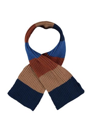 gebreide sjaal blauw/bruin/camel