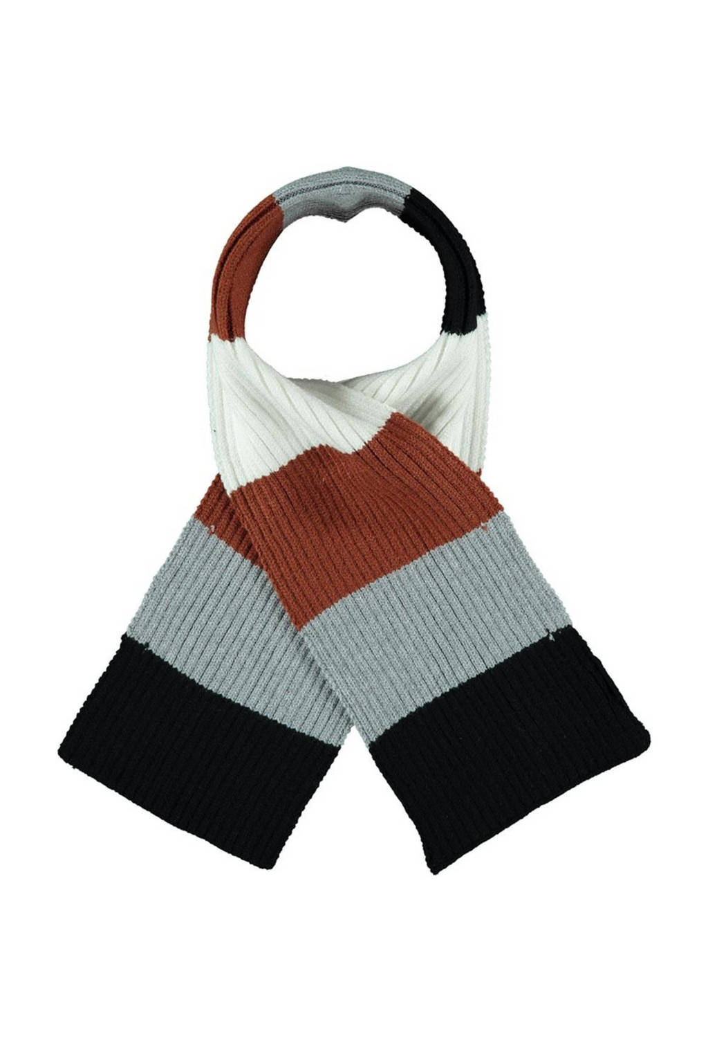 Sarlini gestreepte sjaal multi, Bruin/grijs/wit/zwart