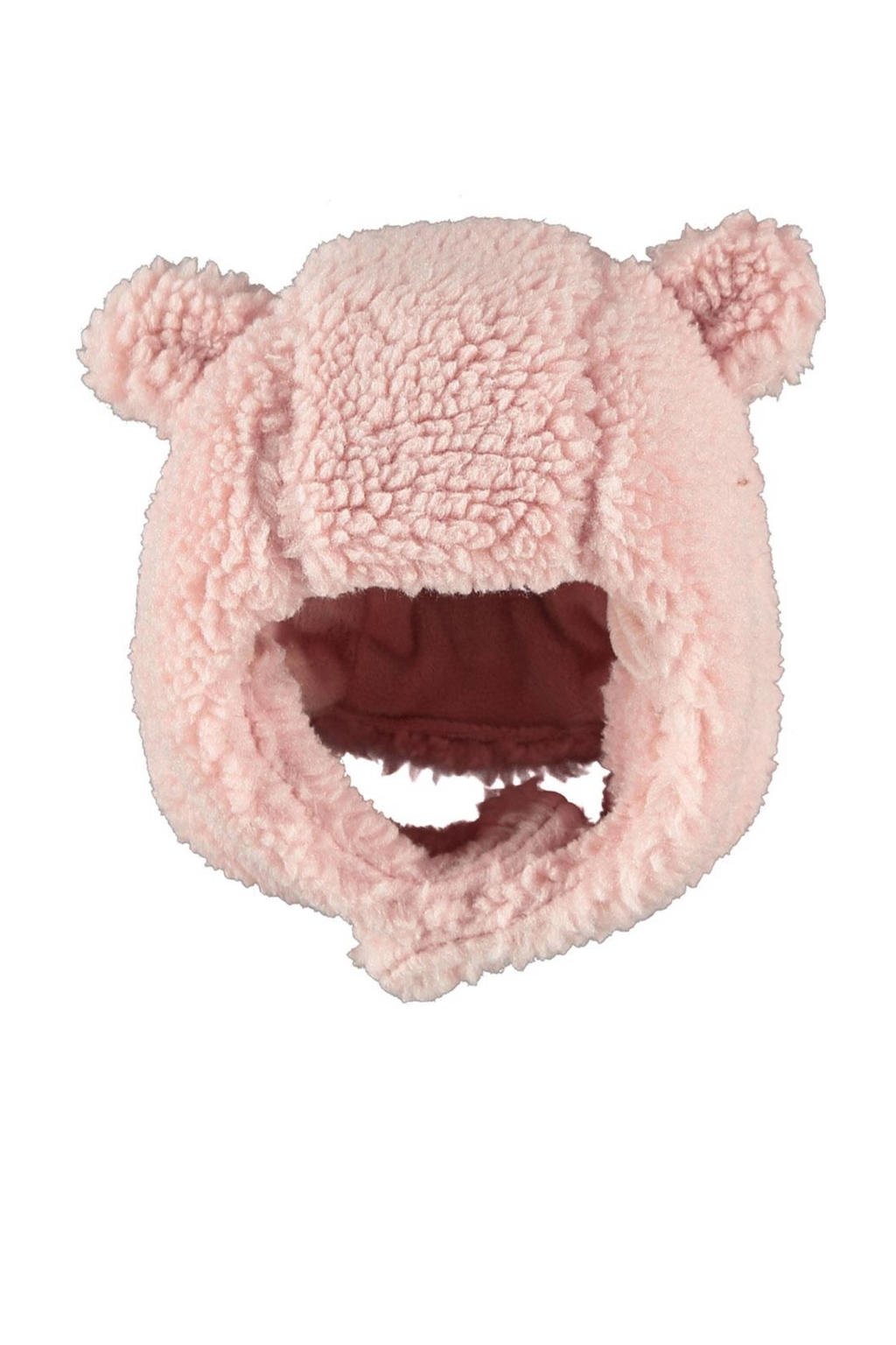 Sarlini teddy muts met oortjes roze