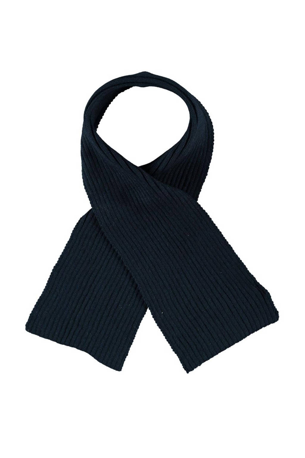 Sarlini rib gebreide sjaal donkerblauw, Donkerblauw