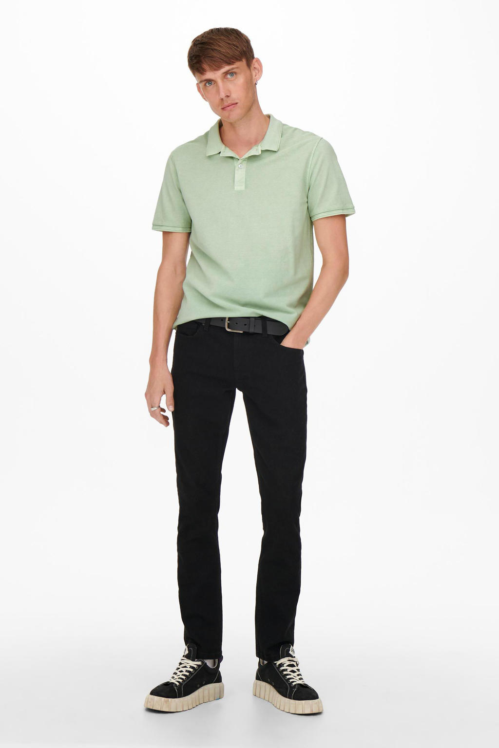 ONLY & SONS slim fit polo ONSTRAVIS reseda