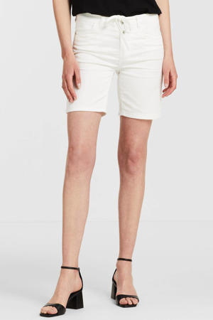 high waist slim fit jeans short white
