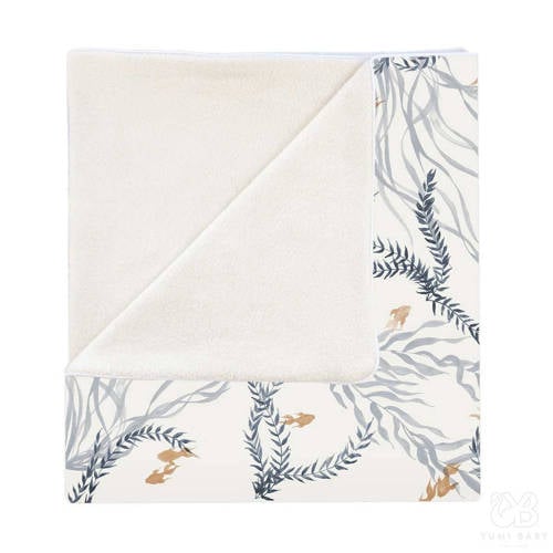 Yumi Baby baby wiegdeken Fish 75x100 cm wit/blauw/oranje afbeelding