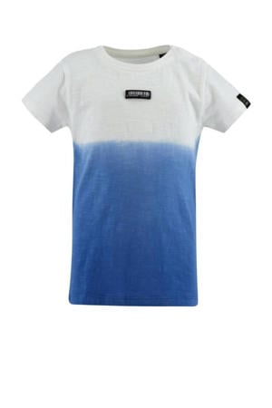 dip-dye T-shirt Shane blauw/wit