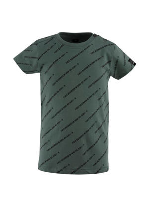 T-shirt Zoef met all over print groen