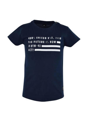 T-shirt Waylon met tekst donkerblauw