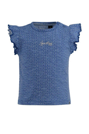 T-shirt Dolly met all over print en ruches blauw