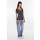 PIECES ribgebreide top donkerblauw