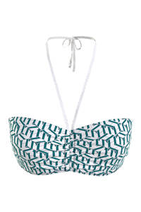 Tommy Hilfiger bandeau bikinitop met all over print wit/groen