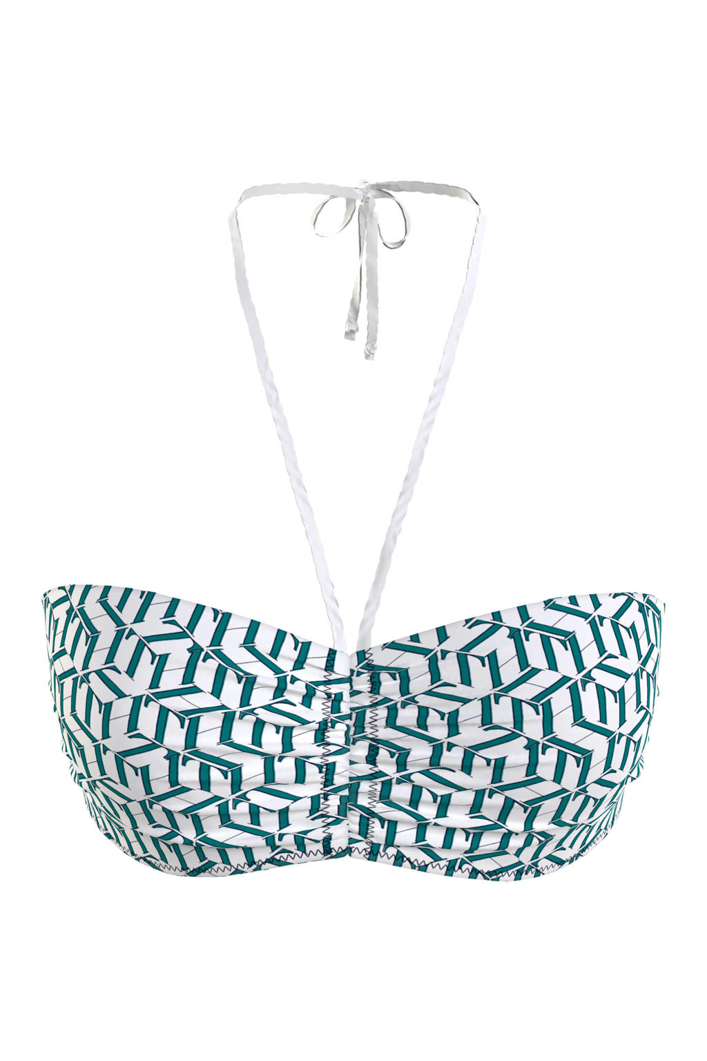 Tommy Hilfiger niet-voorgevormde bandeau bikinitop met all over print wit/groen