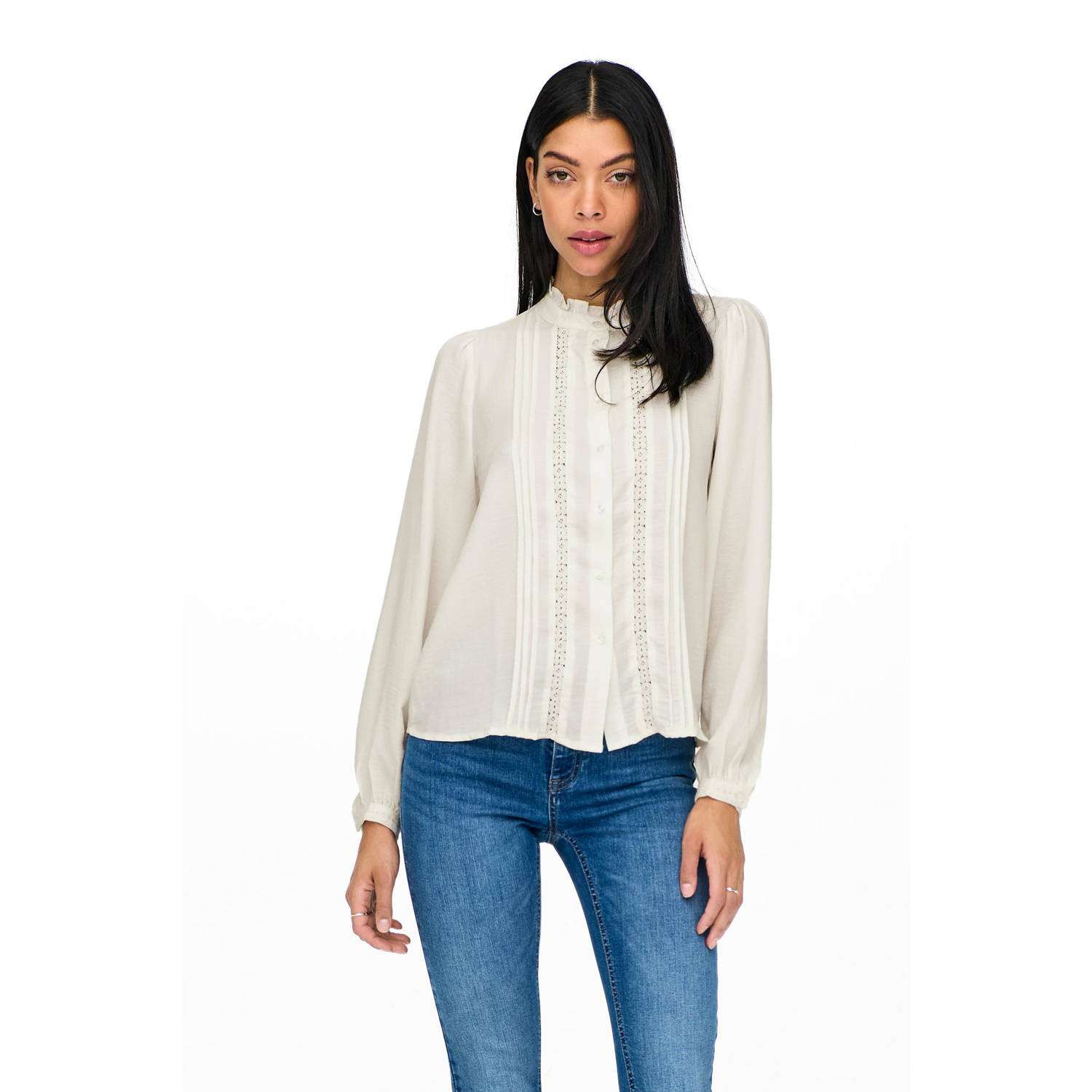JDY Blouse met ruches ELLIS L S LACE SHIRT WVN NOOS