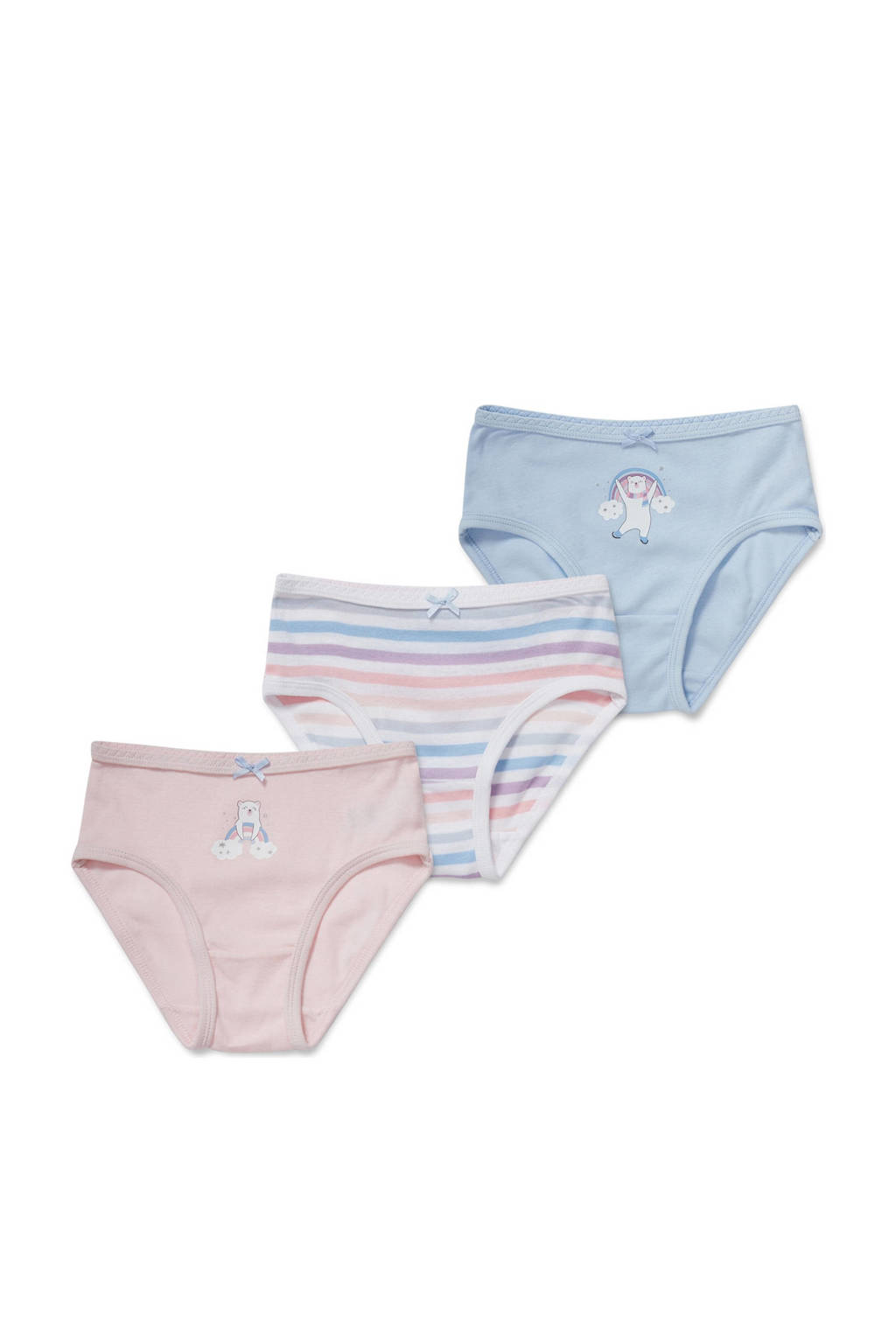 C&A slip - set van 3 met printopdruk roze/blauw, Roze/lichtblauw