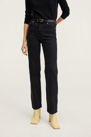 high waist straight fit jeans antraciet