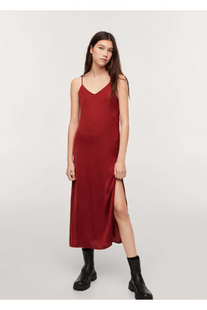 lange jurk met split rood