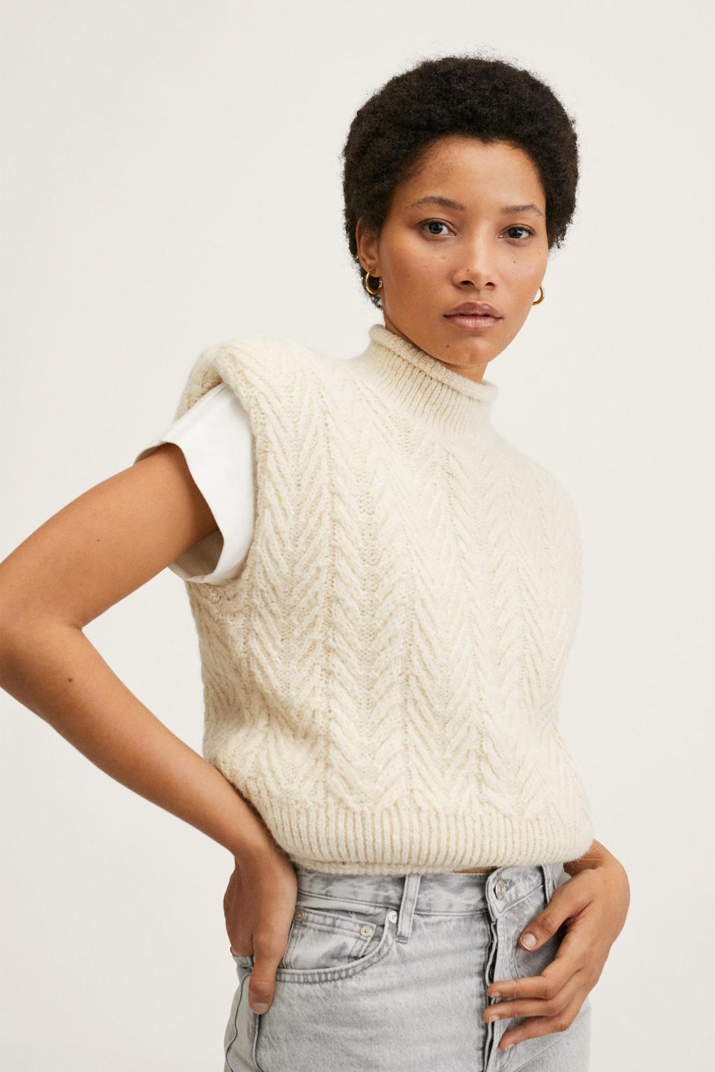 Mango high waist straight fit jeans lichtgrijs wehkamp