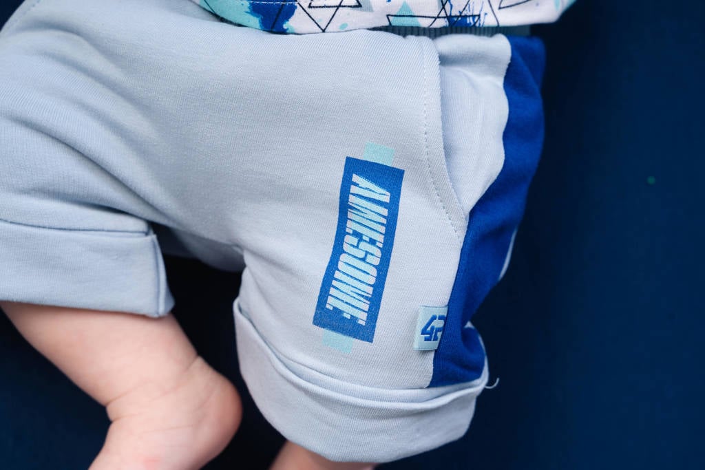 4PRESIDENT baby regular fit sweatshort Gary grijsblauw/blauw