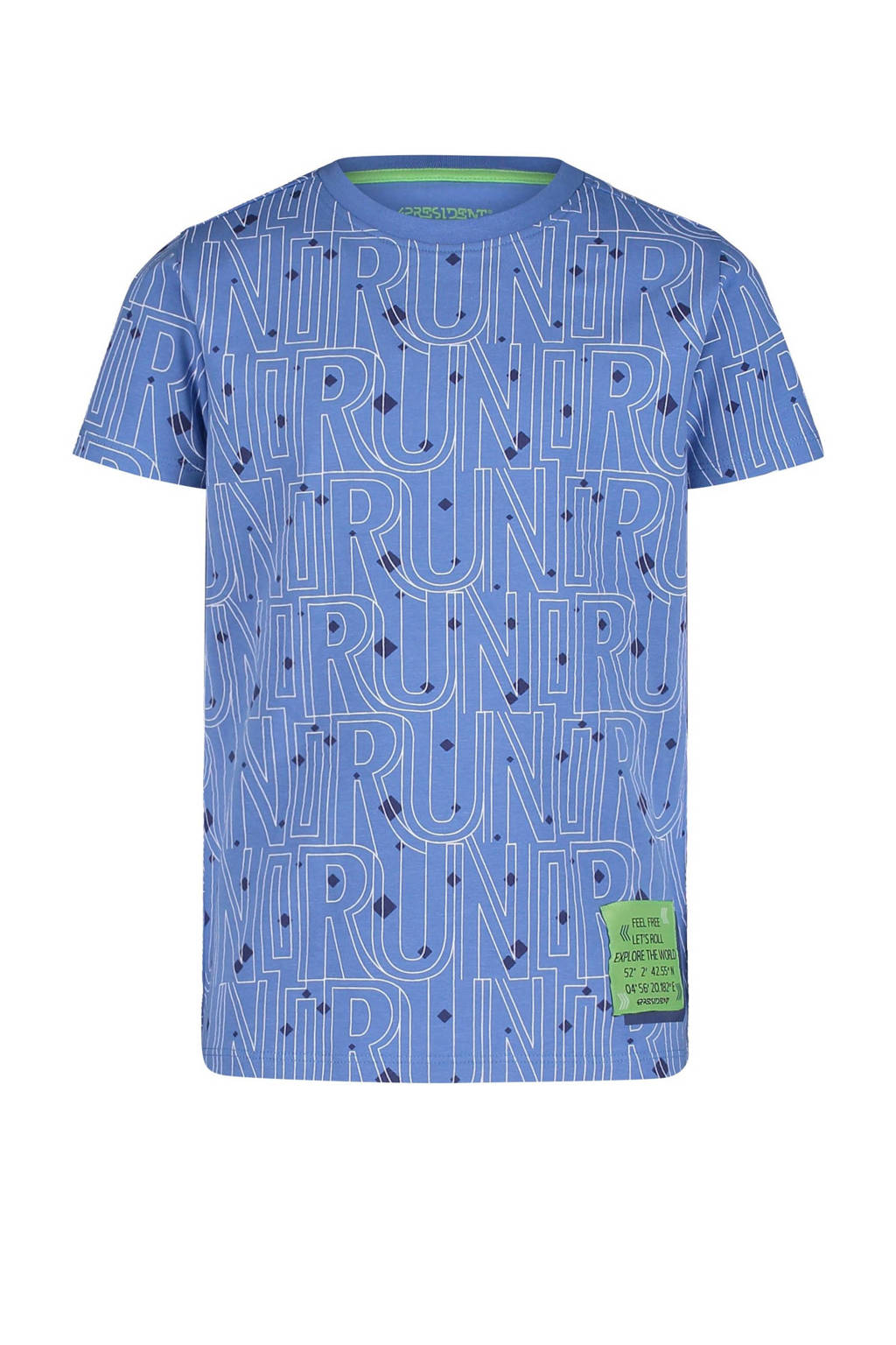4PRESIDENT T-shirt Dex met all over print blauw