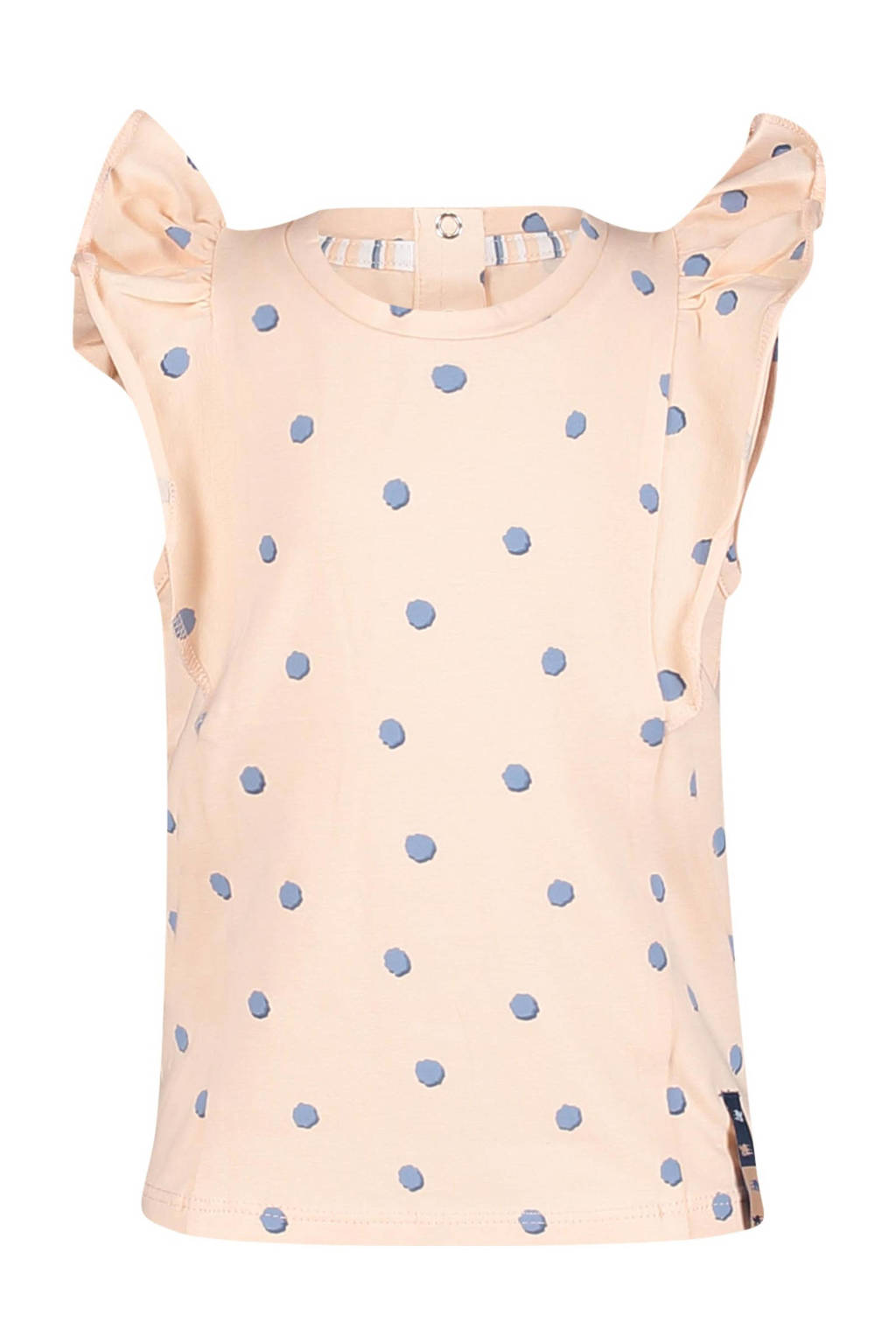4PRESIDENT T-shirt Jill met stippen en ruches roze/lichtblauw
