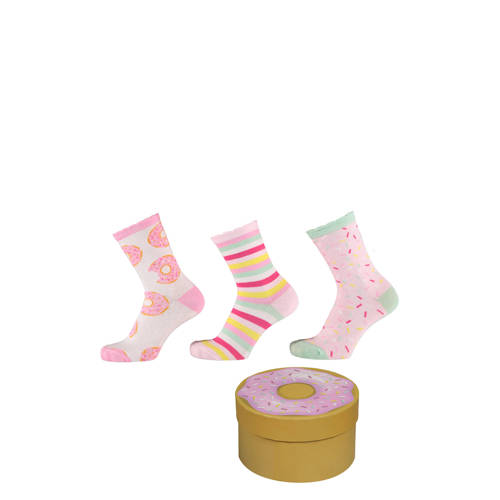 Apollo giftbox sokken met all-over-print - set van 3 roze