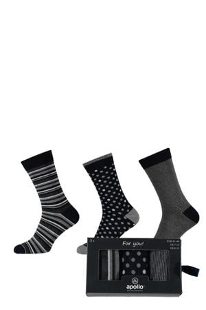 giftbox sokken met all-over-print - set van 3 donkerblauw