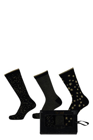 giftbox sokken met all-over-print zwart/goud