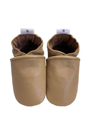 leren babyslofjes camel