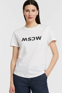 Witte dames Moscow T-shirt Gone van katoen met logo dessin en korte mouwen