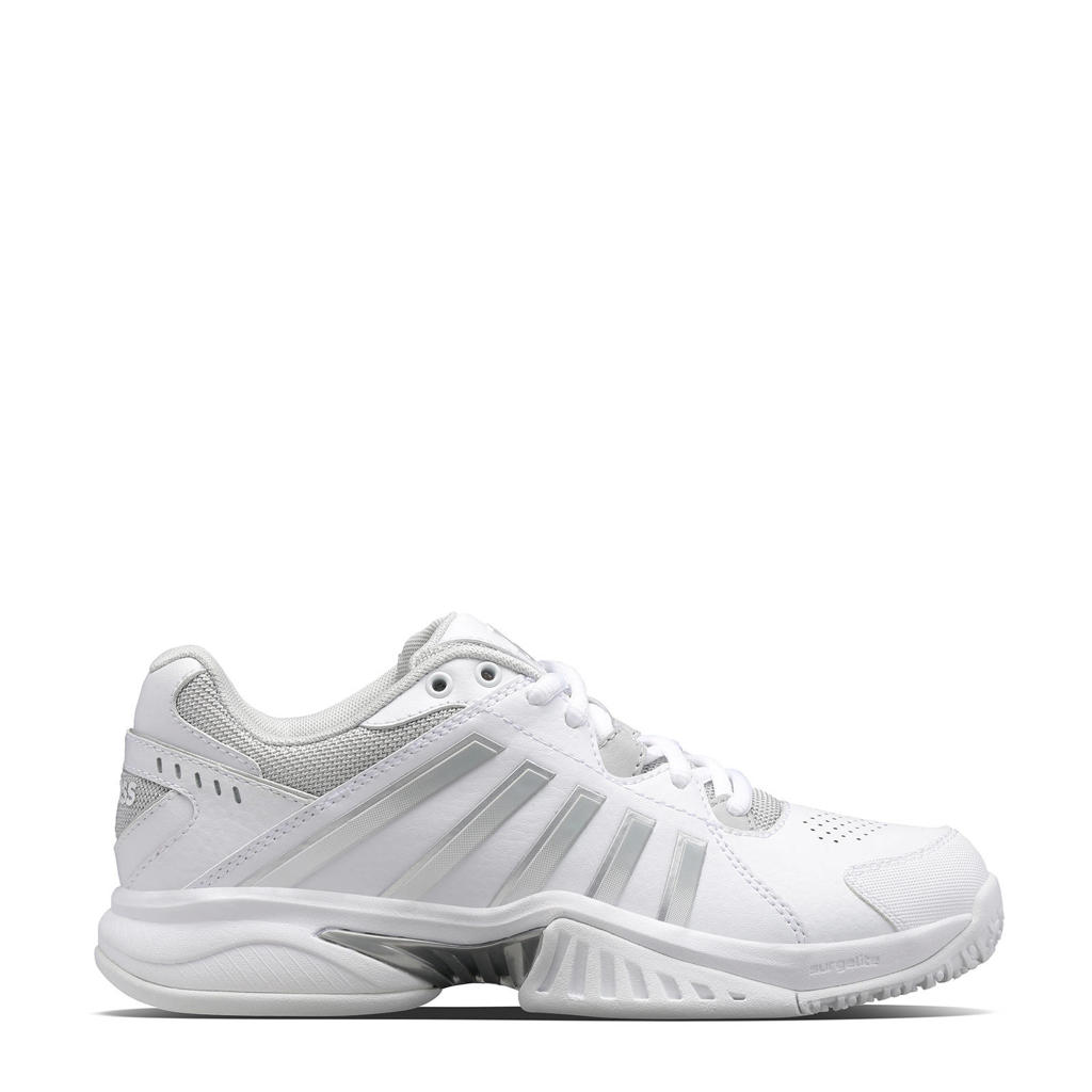 Wit, blauw en zilverkleurige dames K-Swiss Receiver V Omni tennisschoenen van mesh-pu/voering: mesh/voetbed: eva