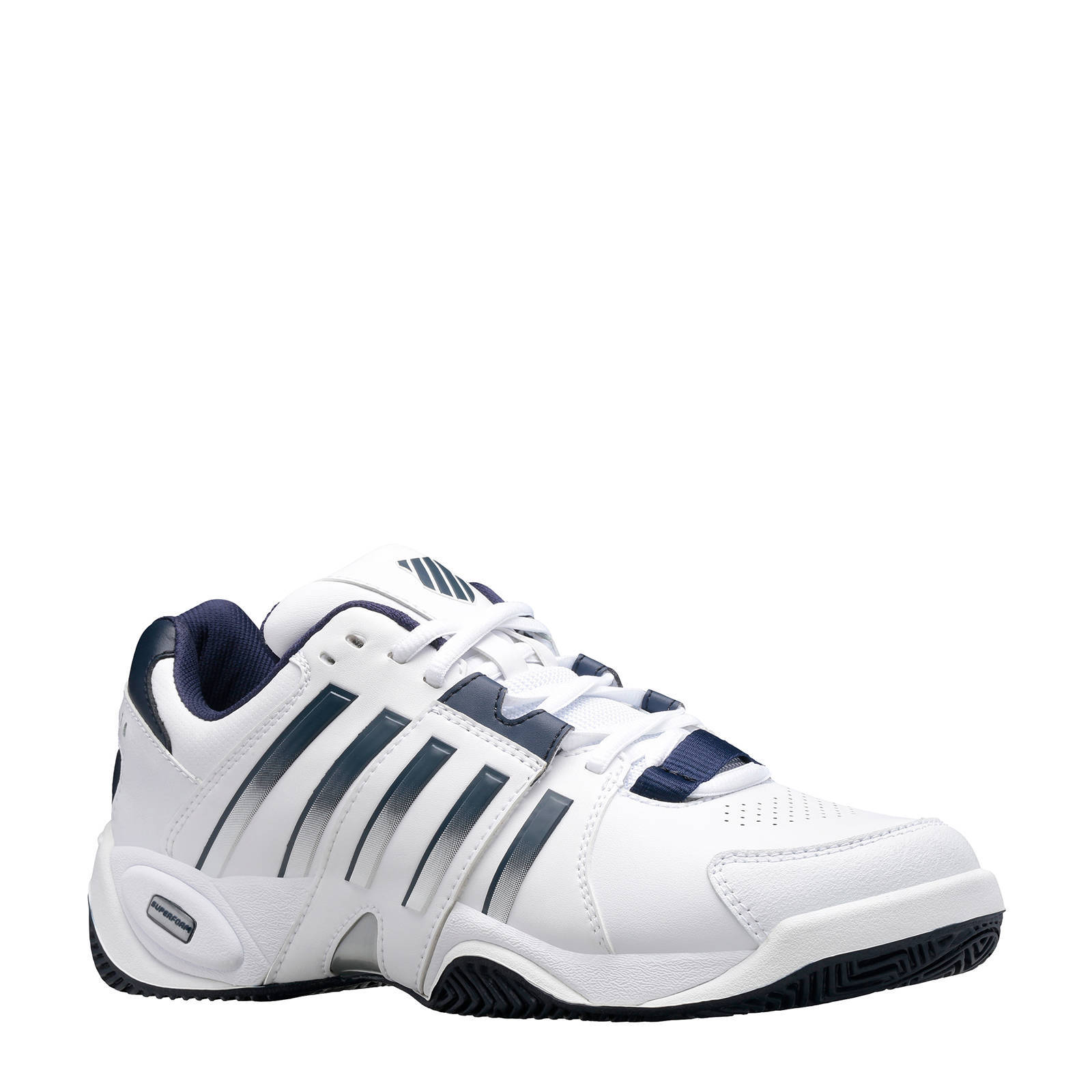 K-Swiss Accomplish IV leren tennisschoenen wit/blauw/zilver | wehkamp