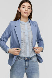 Lichtblauwe dames Fransa blazer van polyester met lange mouwen, reverskraag en knoopsluiting