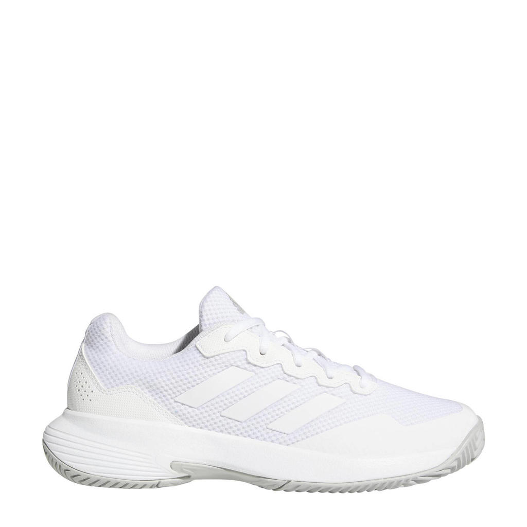 Wit en lichtgrijze dames adidas Performance GameCourt 2 tennisschoenen van mesh met veters