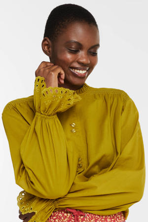 blouse Frederique met ruches groen