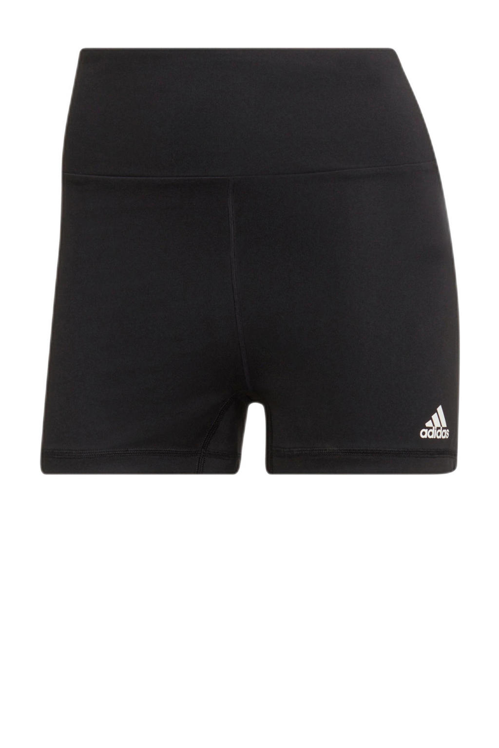 Zwarte dames adidas Performance short van gerecycled polyester met slim fit, regular waist en elastische tailleband