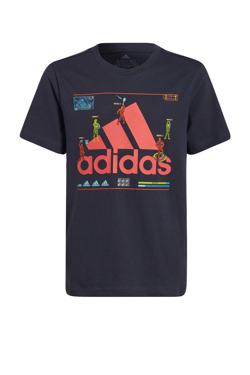 adidas Performance Junior  sport T-shirt donkerblauw/rood