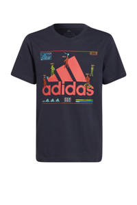 adidas Performance Junior  sport T-shirt donkerblauw/rood