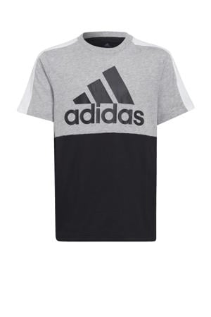   sport T-shirt zwart/grijs melange/wit