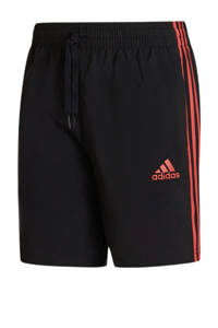 Zwart en koraalrode heren adidas Performance sportshort van polyester met regular fit, regular waist en logo dessin