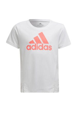   sport T-shirt wit/koraalrood