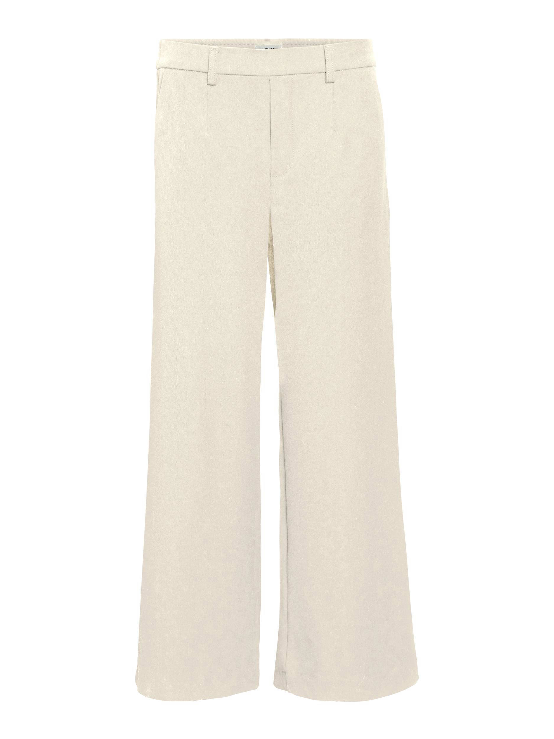 OBJECT wide leg pantalon OBJLISA van gerecycled polyester beige online kopen