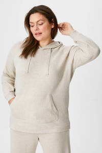 Beige dames C&A XL gebreide hoodie van polyester met lange mouwen en capuchon