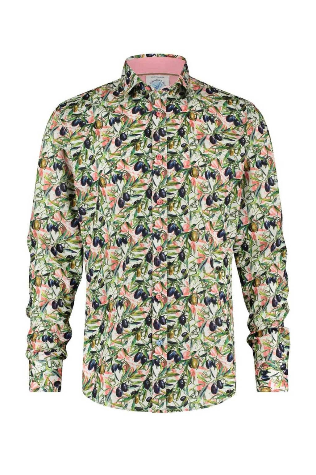 A fish named Fred slim fit overhemd met all over print green multicolour
