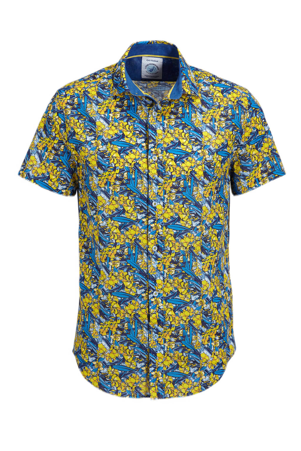 A fish named Fred slim fit overhemd met all over print blue multicolour