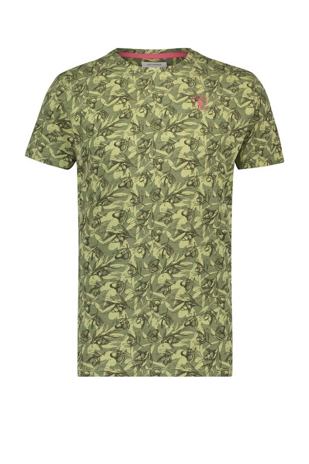 A fish named Fred T-shirt met all over print green