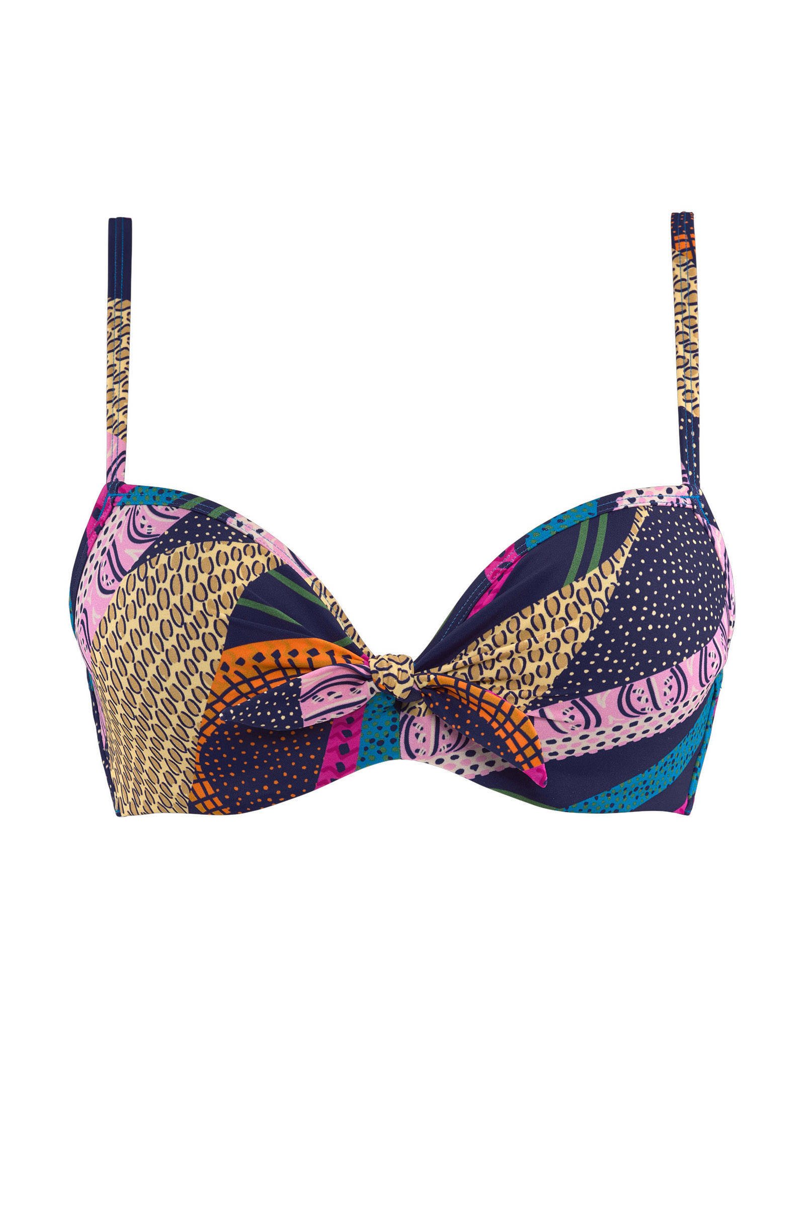 Marlies dekkers voorgevormde beugel bikinitop Lotus donkerblauw roze blauw