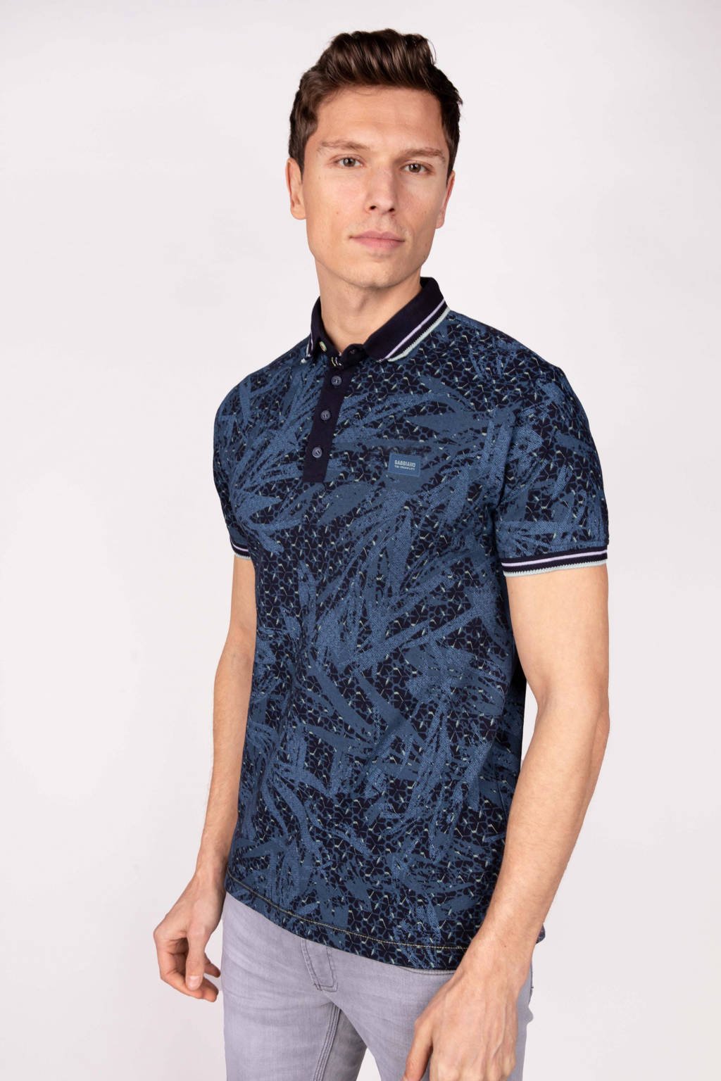 GABBIANO polo met all over print navy