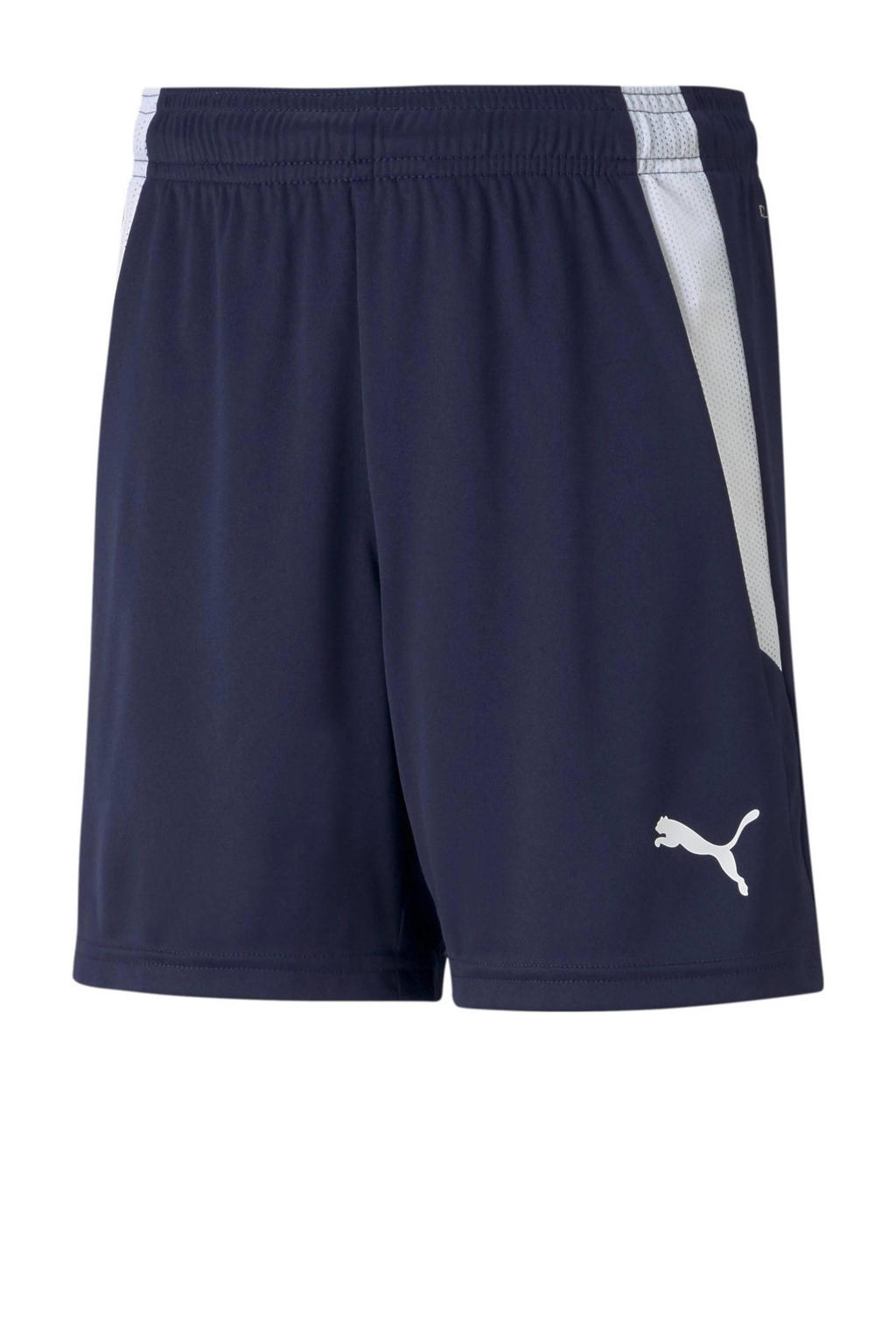 Donkerblauwe jongens en meisjes Puma Junior sportbroek teamLIGA JR van polyester met regular fit, elastische tailleband met koord en effen