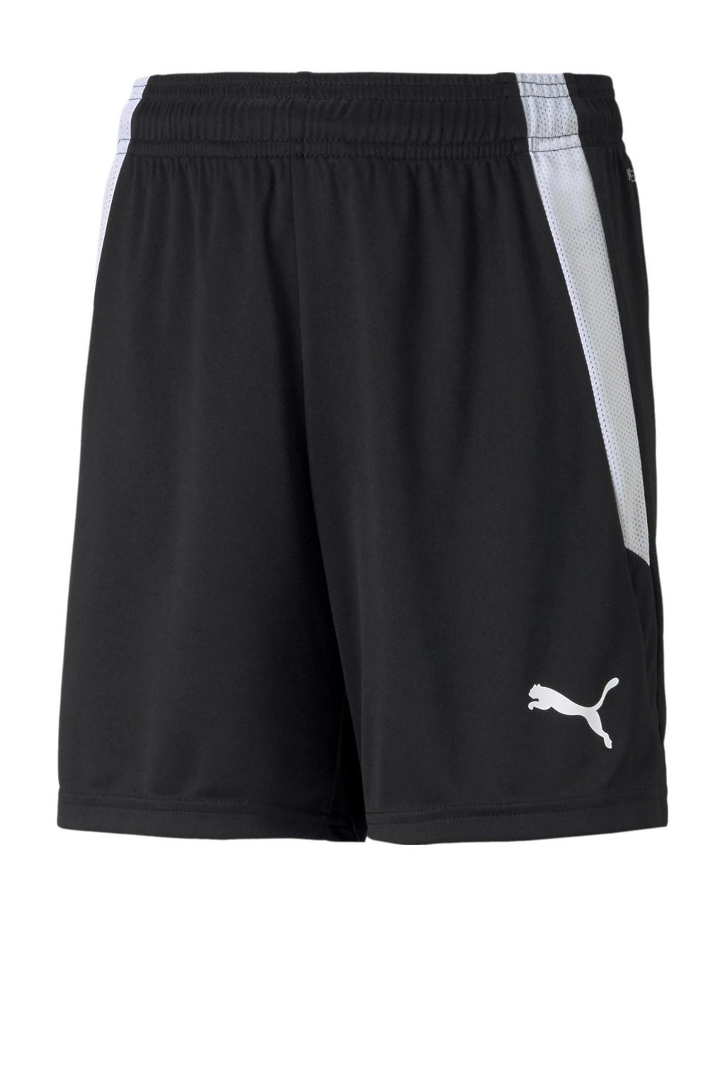 Zwarte jongens en meisjes Puma Junior sportbroek teamLIGA JR van polyester met regular fit, elastische tailleband met koord en effen