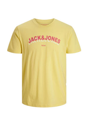 regular fit T-shirt JCOSETH met logo yellow iris